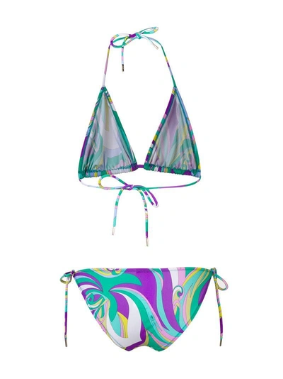 Shop Emilio Pucci Printed Triangle Bikini - Farfetch In Green