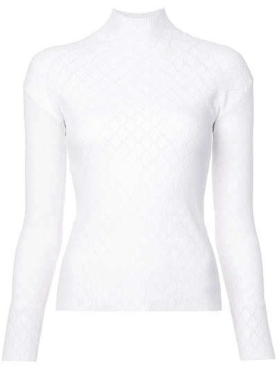 Shop Cedric Charlier Cédric Charlier Long-sleeve Knitted Top - White