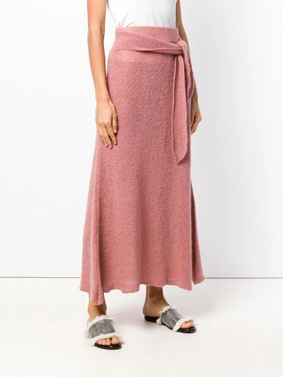 Shop Nanushka Belted Midi Skirt - Pink