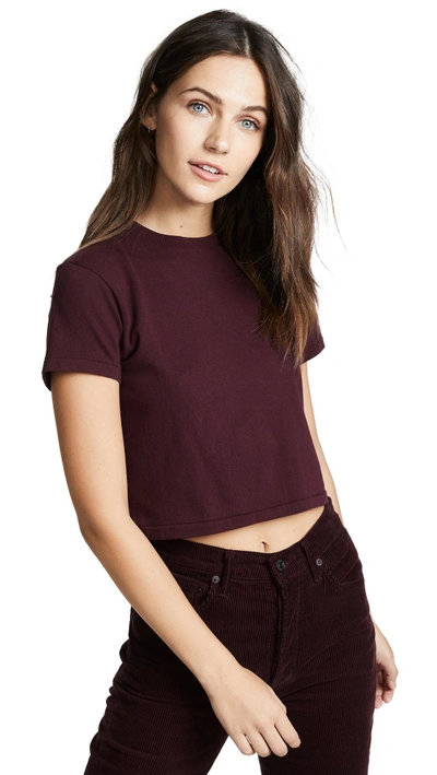 Shop Agolde Cropped Baby Tee In Currant