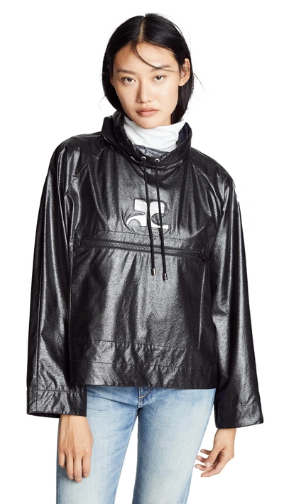 Shop Courrèges Waterproof Vinyl Jacket In Black