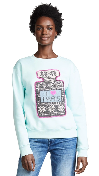 Shop Michaela Buerger I Love Paris Sweatshirt In Light Turquoise