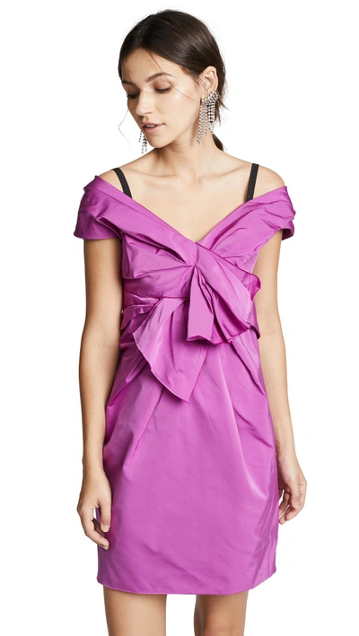 Shop Marc Jacobs Off Shoulder Mini Dress With Bow In Fuschia