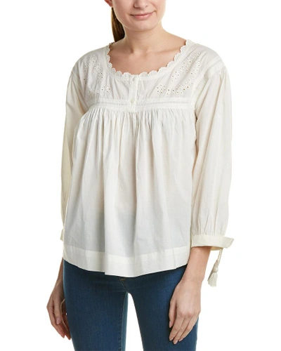 Shop Current Elliott The Peasant Embroidered Top In White