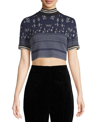 Shop Anna Sui Fairy Knit Jacquard Crop Top In Nocolor