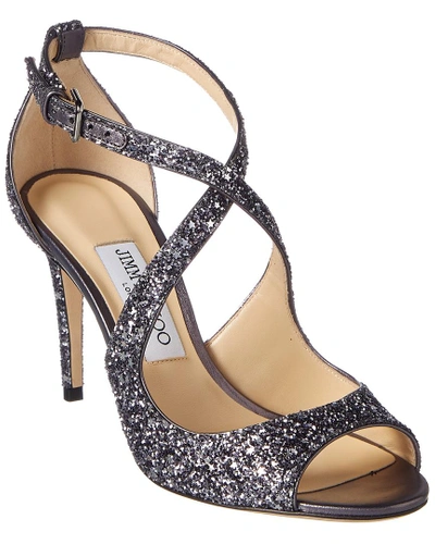 Shop Jimmy Choo Emily 85 Glitter Sandal In Blue