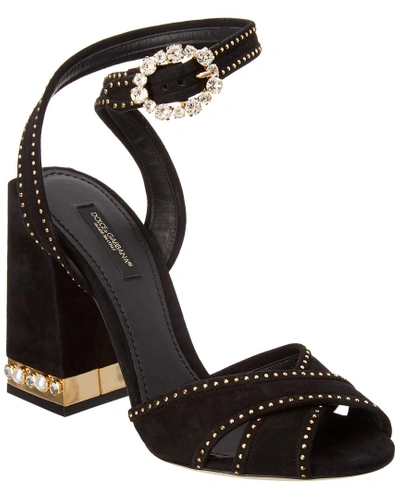 Shop Dolce & Gabbana Studded Suede Sandal In Nocolor
