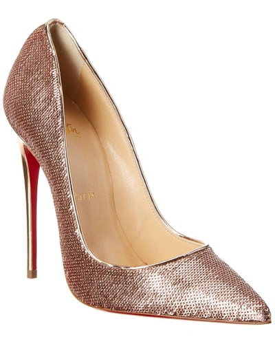 Shop Christian Louboutin So Kate 120 Sequin & Patent Pump In Beige