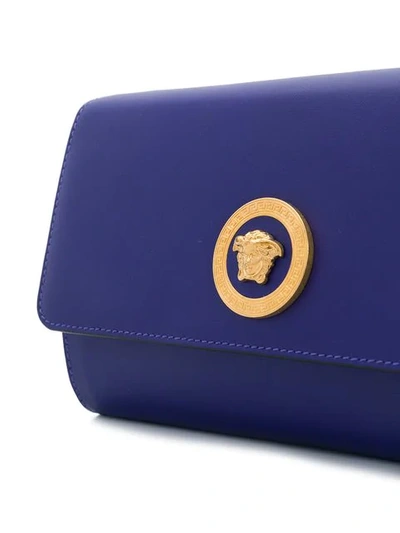 Shop Versace Medusa Logo Clutch In Blue