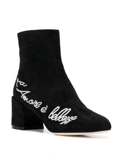 Shop Dolce & Gabbana Embroidered Ankle Boots In Black