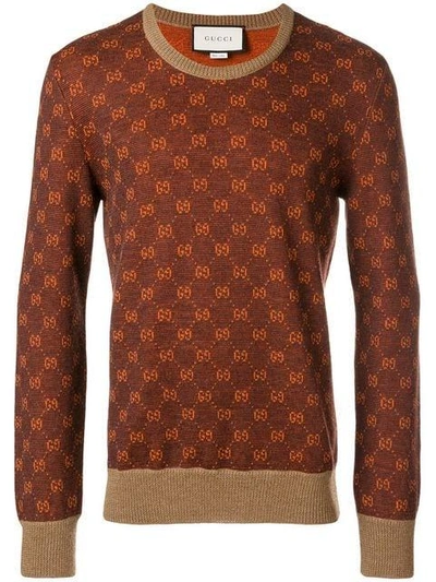 Shop Gucci Gg Patterned Jumper - Yellow In Yellow & Orange