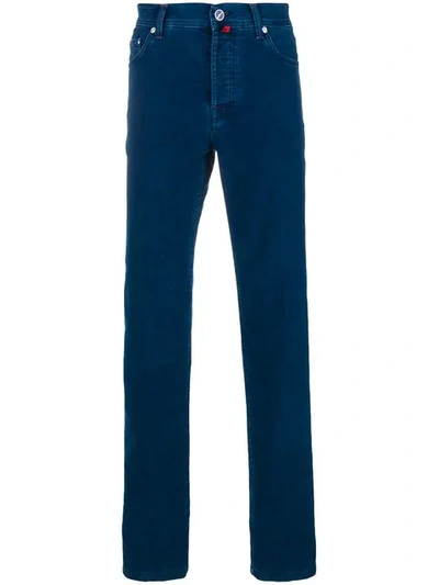 Shop Kiton Straight Leg Solid Jeans - Blue