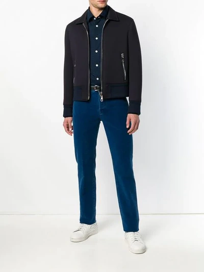 Shop Kiton Straight Leg Solid Jeans - Blue