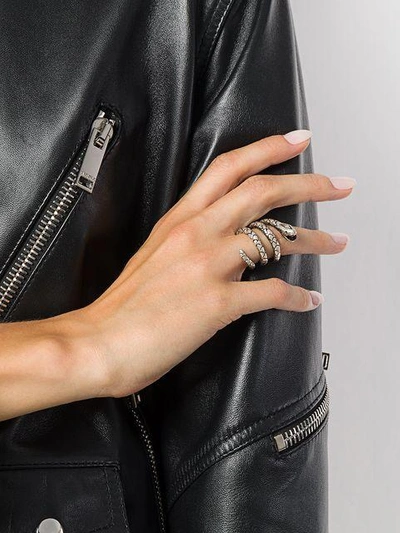 Shop Saint Laurent Snake Ring - Metallic