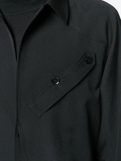 Shop Yohji Yamamoto Asymmetric Shirt Jacket - Black
