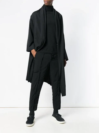 Shop Yohji Yamamoto Oversized Coat - Black