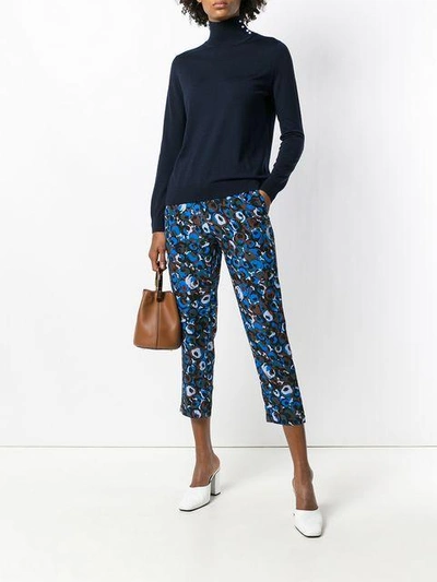 Shop Marni Floral Print Trousers - Blue
