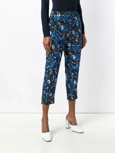 Shop Marni Floral Print Trousers - Blue
