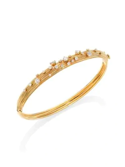 Shop Hueb Plissé 18k Yellow Gold & Diamond Bangle Bracelet