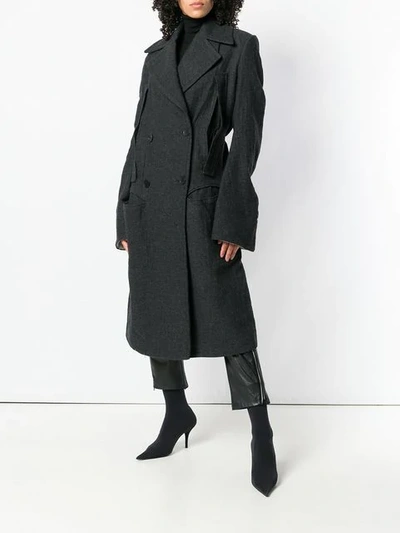 Shop Ann Demeulemeester Double Breasted Coat In Grey