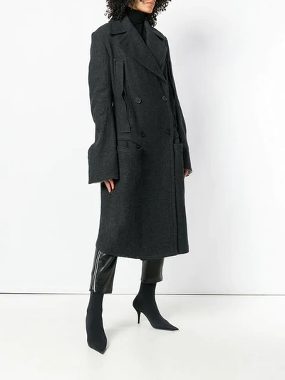 Shop Ann Demeulemeester Double Breasted Coat In Grey