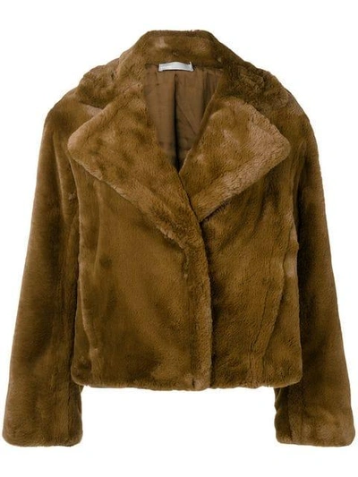 Shop Vince Oversized Faux-fur Jacket In Brown
