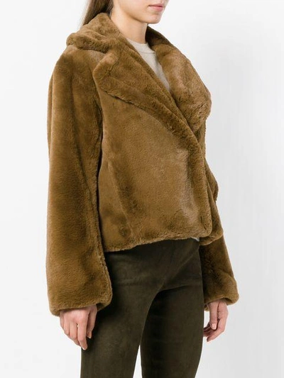 Shop Vince Oversized Faux-fur Jacket In Brown
