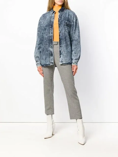 Shop Miu Miu Stained Denim Shirt - Blue