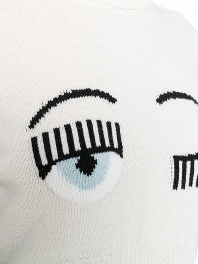 Shop Chiara Ferragni 'winking Eye' Pullover In White