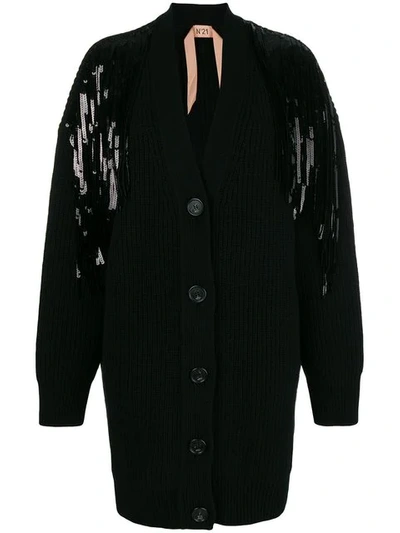 Shop N°21 Sequin Midi Cardigan In Black