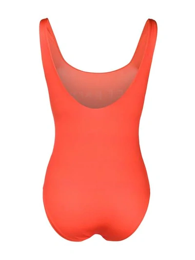 Shop Ganni Bee Happy Swimsuit In Red