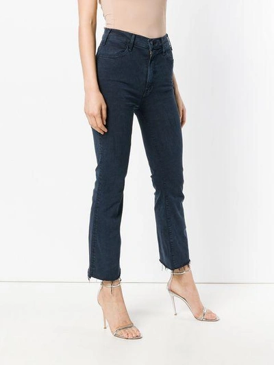 Shop Mother Cropped Frayed Jeans In Blue
