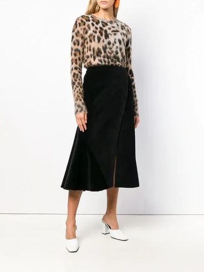 Shop Cedric Charlier Flared Velvet Skirt In Black