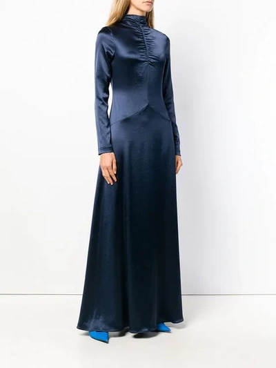 Shop Cedric Charlier Cédric Charlier Ruched Neck Gown - Blue