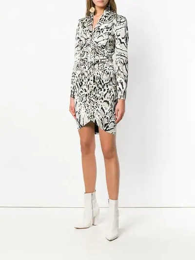 Shop Roberto Cavalli Animal Print Shirt Dress - Neutrals