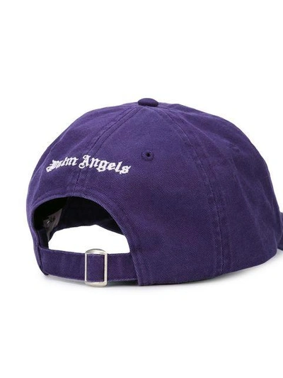 Shop Palm Angels Logo Embroidered Cap - Purple