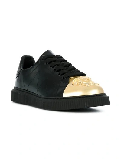Shop Versace Metallic Tip Nyx Sneakers In Black