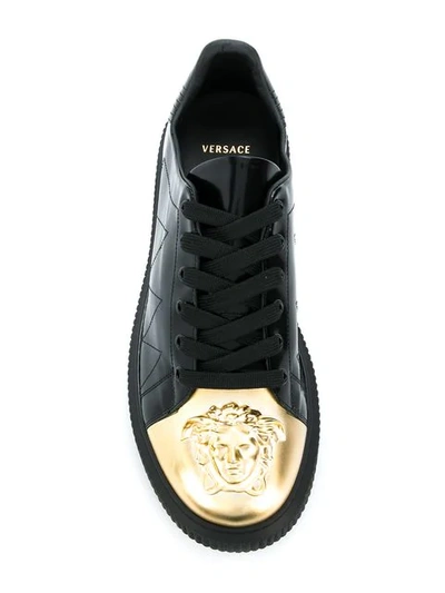 Shop Versace Metallic Tip Nyx Sneakers In Black