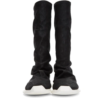 Shop Rick Owens Black Oblique Sock High-top Sneakers In 911 Blk/wt