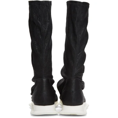 Shop Rick Owens Black Oblique Sock High-top Sneakers In 911 Blk/wt