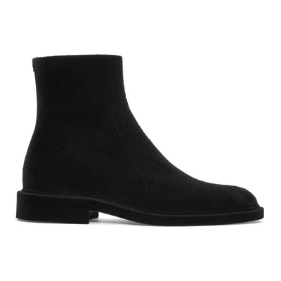 Shop Maison Margiela Black Flock Treatment Ankle Boots In T8017 Blk