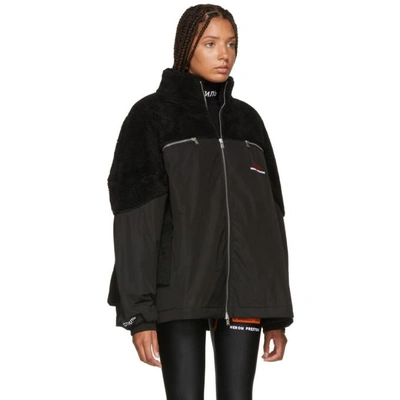 Shop Heron Preston Black Polar Fleece Style Jacket