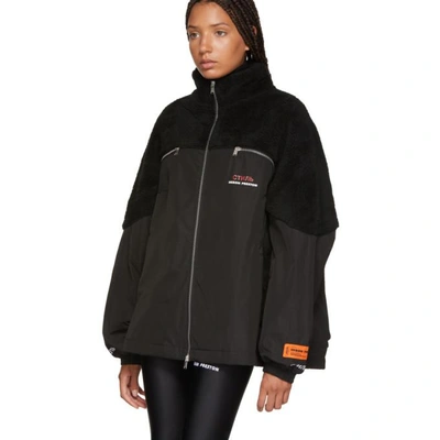 Shop Heron Preston Black Polar Fleece Style Jacket