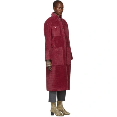 Shop Acne Studios Pink Corduroy Long Coat In Fuchsia Pin