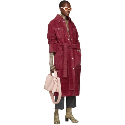 Shop Acne Studios Pink Corduroy Long Coat In Fuchsia Pin