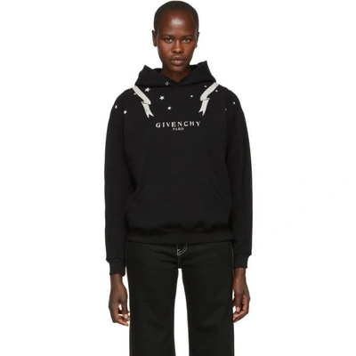 Shop Givenchy Black Gemini Logo Hoodie In 001 Black