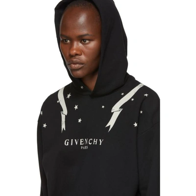 Shop Givenchy Black Gemini Logo Hoodie In 001 Black