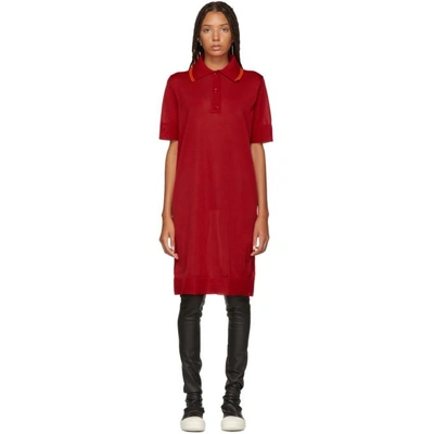 Shop Mm6 Maison Margiela Red Polo Dress In 305f Red
