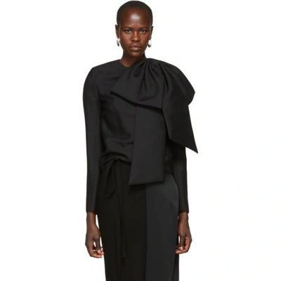 Shop Givenchy Black Oversized Bow Blouse In 001 Black