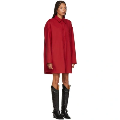 Shop Mm6 Maison Margiela Red Wool Overshirt In 305 Red